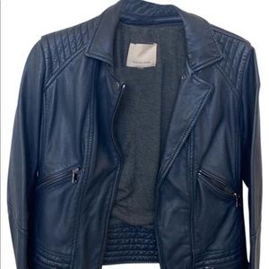 Rebecca Taylor Navy Genuine Leather Jacket